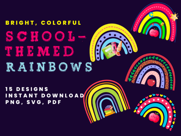 Colorful School-Themed Rainbow Bundle: A Versatile Resource for Educators and Designers
