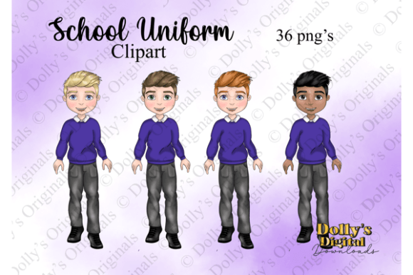 Cute School Boy in Purple Uniform: A Versatile Design for Back-to-School Creations