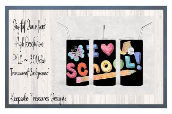 I Love School 16oz Straight Tumbler PNG