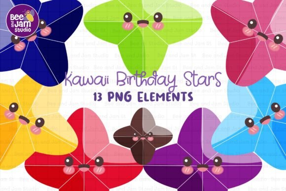 Kawaii Birthday Stars for KDP Clipart