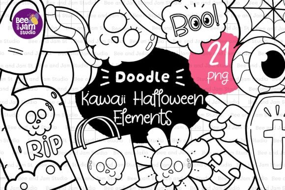 KDP Coloring Halloween Elements Line Art