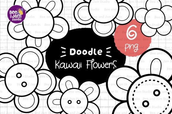 KDP Coloring Kawaii Flower Line Art