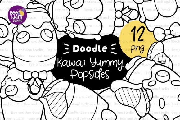 KDP Coloring Kawaii Popsicles Line Art