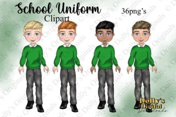 School Boy in Green Uniform: A Versatile Design for Custom Creations