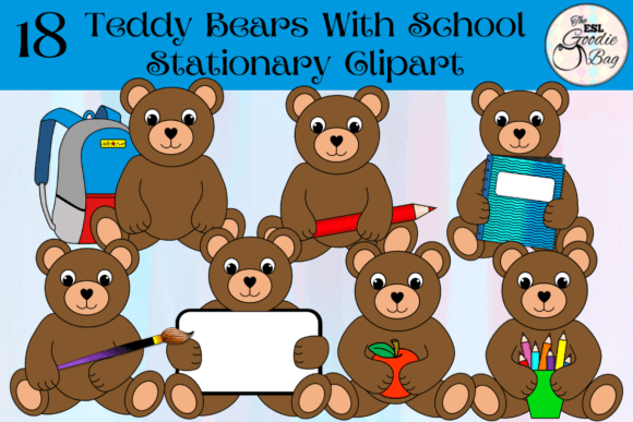 Teddy Bears with School Supplies Clipart: A Versatile Resource for Creative Projects