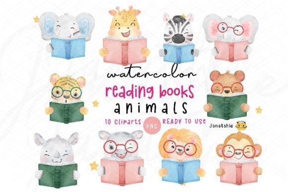 Watercolor Cute Animal Reading Book Png: A Versatile Tool for Creative Projects