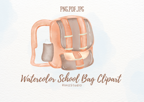 Watercolor School Bag, Backpack Clipart: A Versatile Design Resource for Creators and Businesses